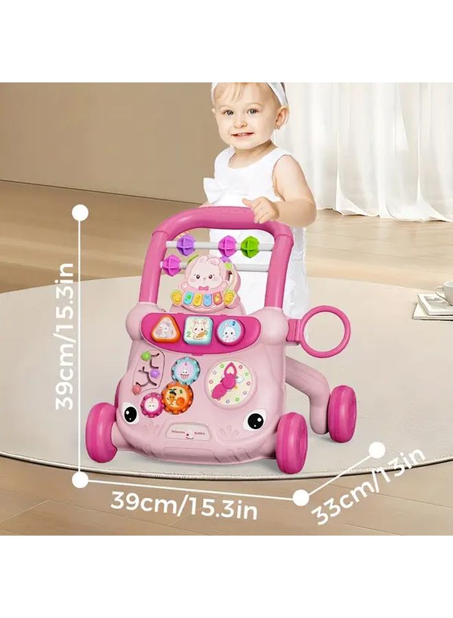 Pink Baby Learning Toy Bead Maze Rotating Gear Basketball Hoop Shape Sorting Motor Skills Development - Image 2